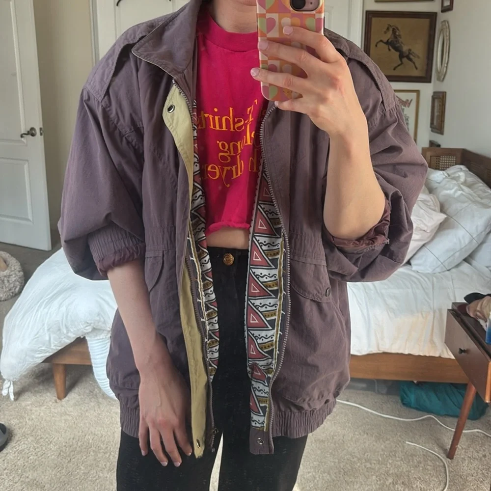 Vintage Lightweight Dusty Mauve Bomber Jacket - Picture 2 of 14